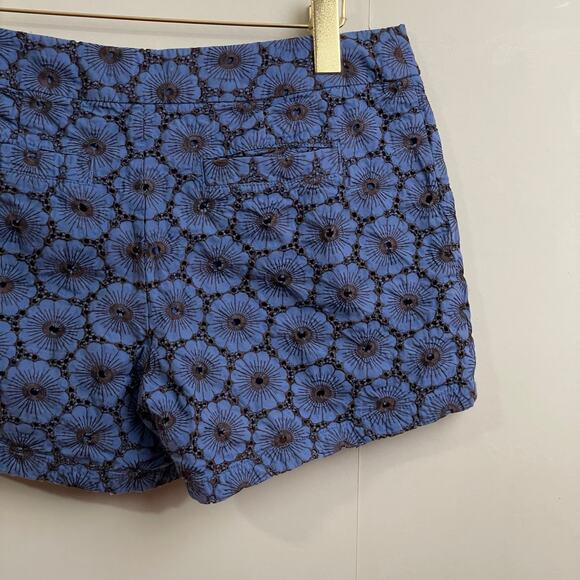 Anthropologie Elevenses 6 floral AOP summer shorts low rise blue black casual - Picture 7 of 7